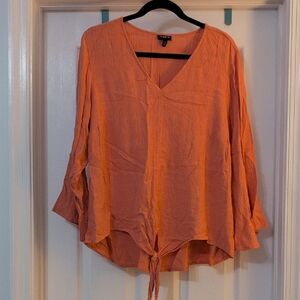 Women's Orange V-Neck Top